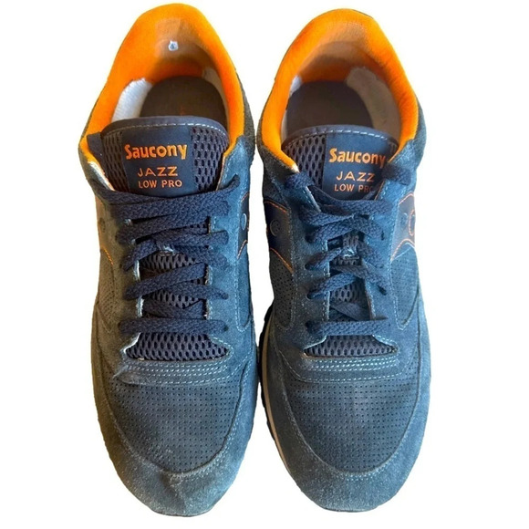 Saucony Jazz Low Pro Sneakers Suede Navy Blue & Orange Mens size 13 - Picture 7 of 8